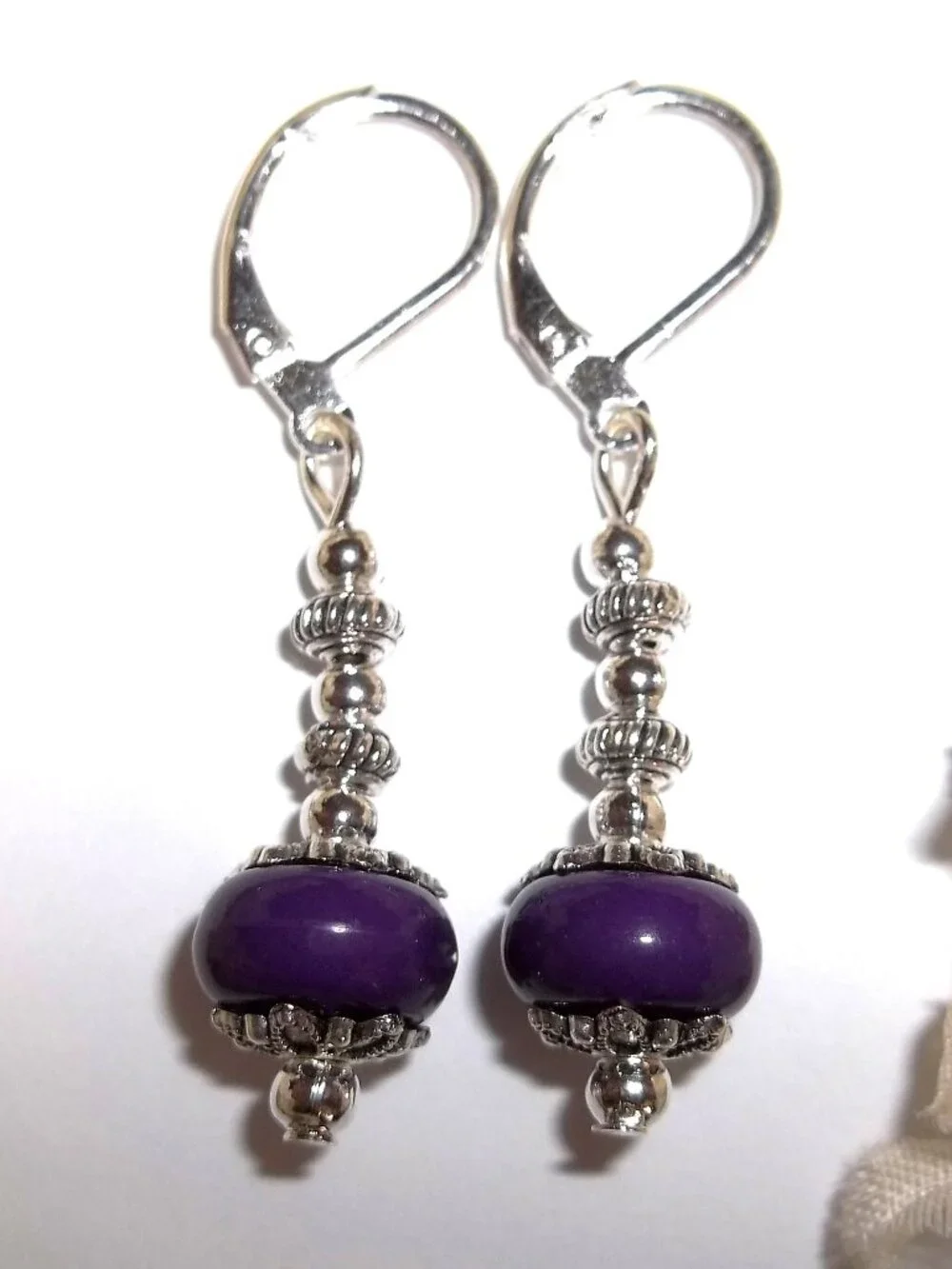 Eggplant Purple Earrings Silver Dangle Drop Jewelry Gift Idea Present Girl D9118